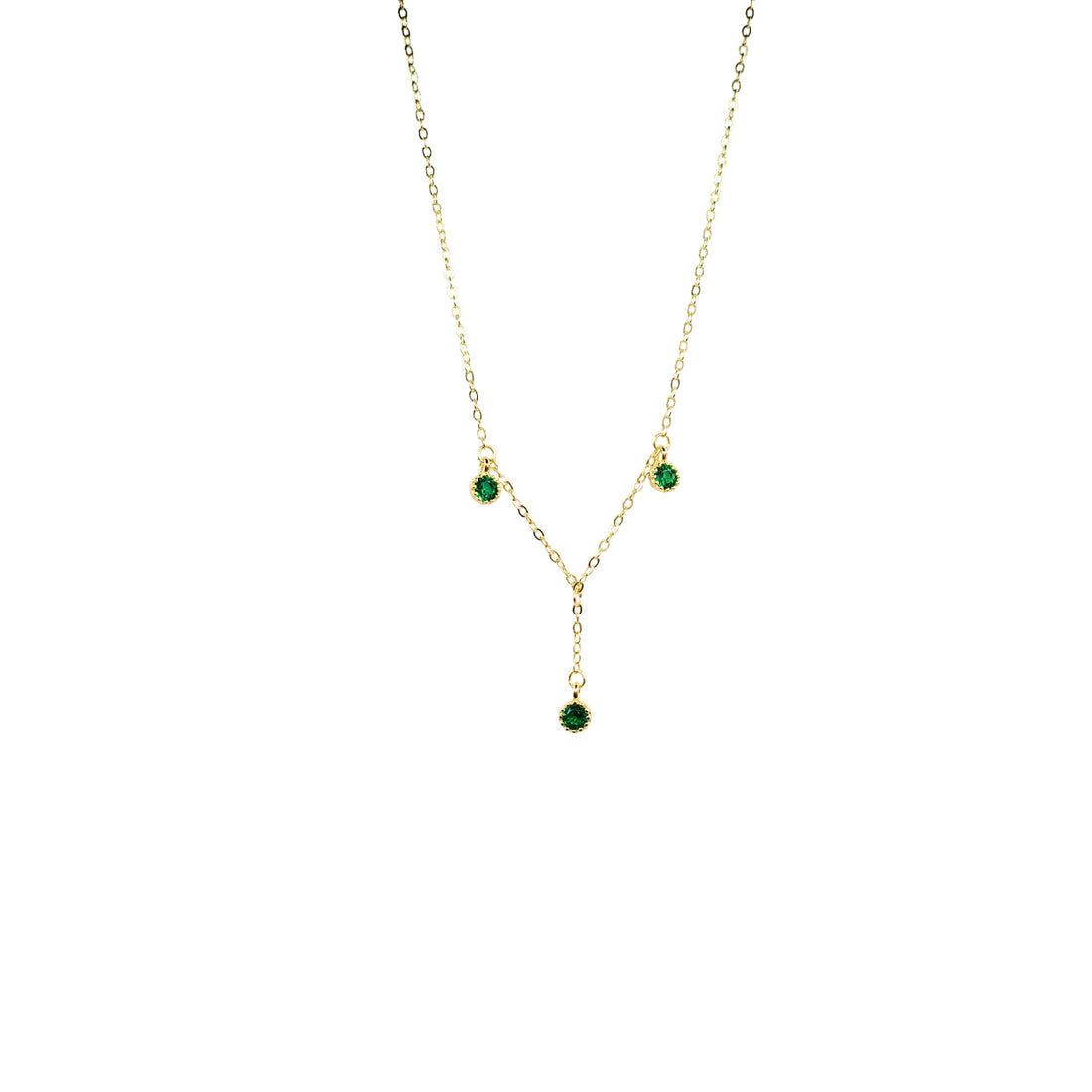 14K Light Gold Plated S925 Sterling Silver Emerald Anklet