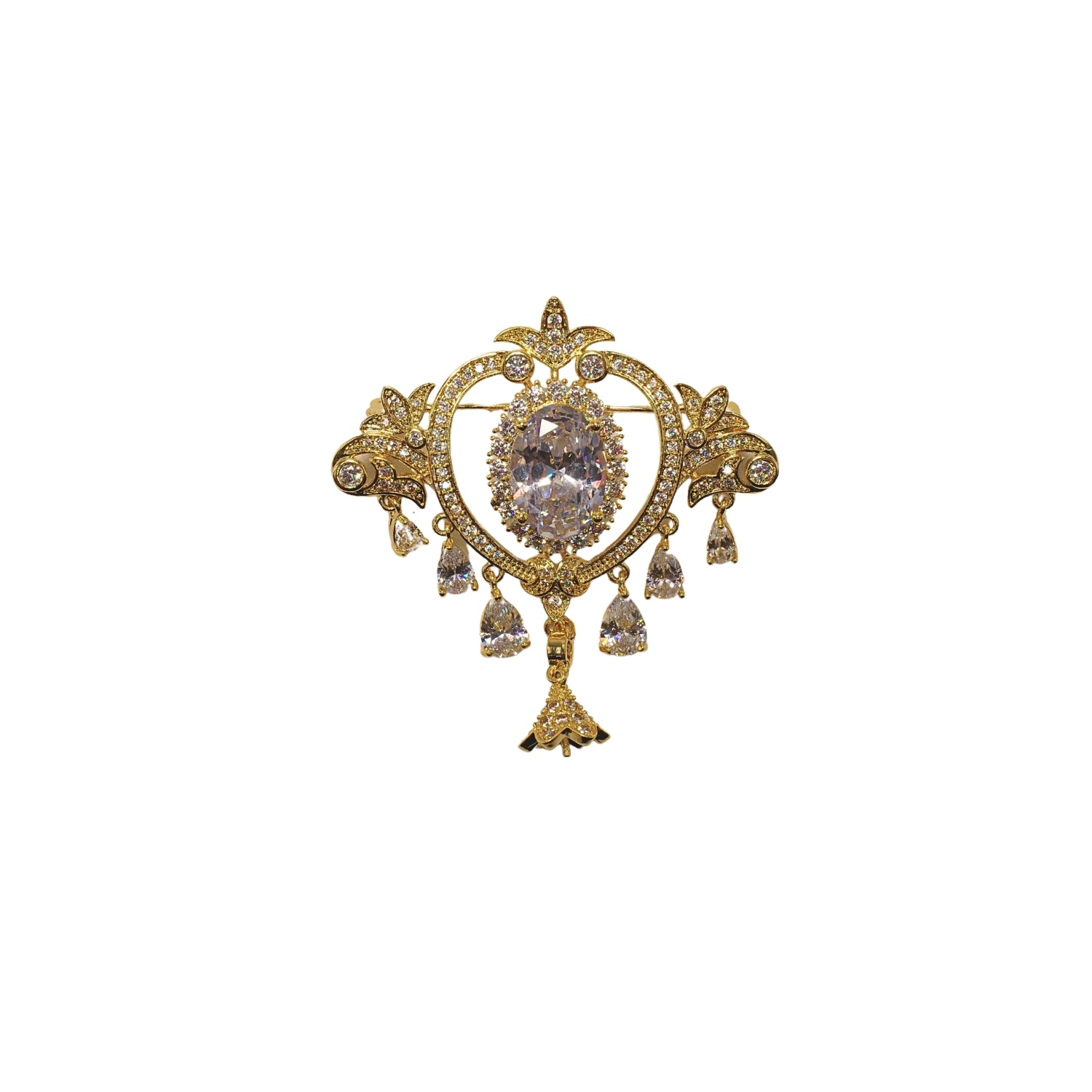 Gold Vintage Zirconia Brooch