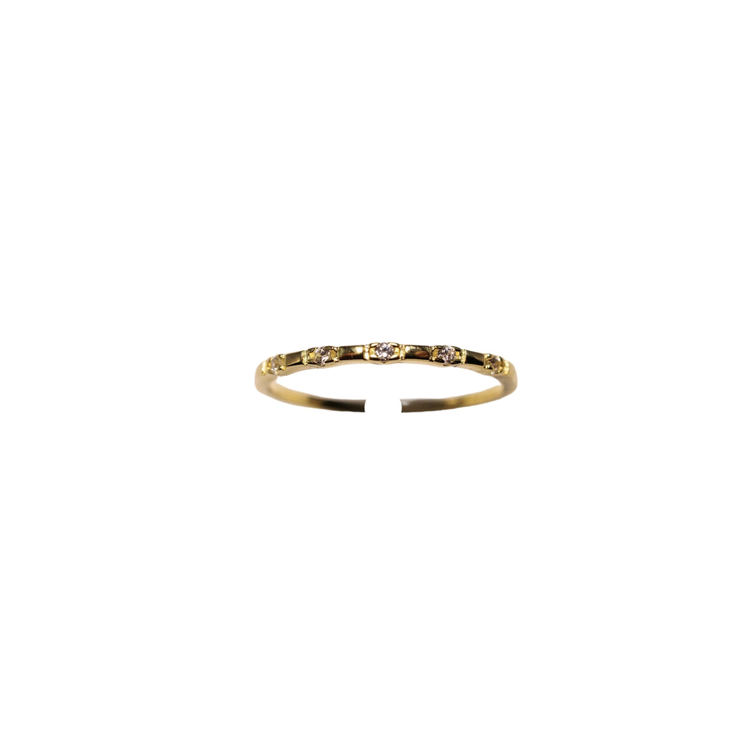 14K Gold-Plated S925 Cubic Zirconia Pave Open Circle Ring