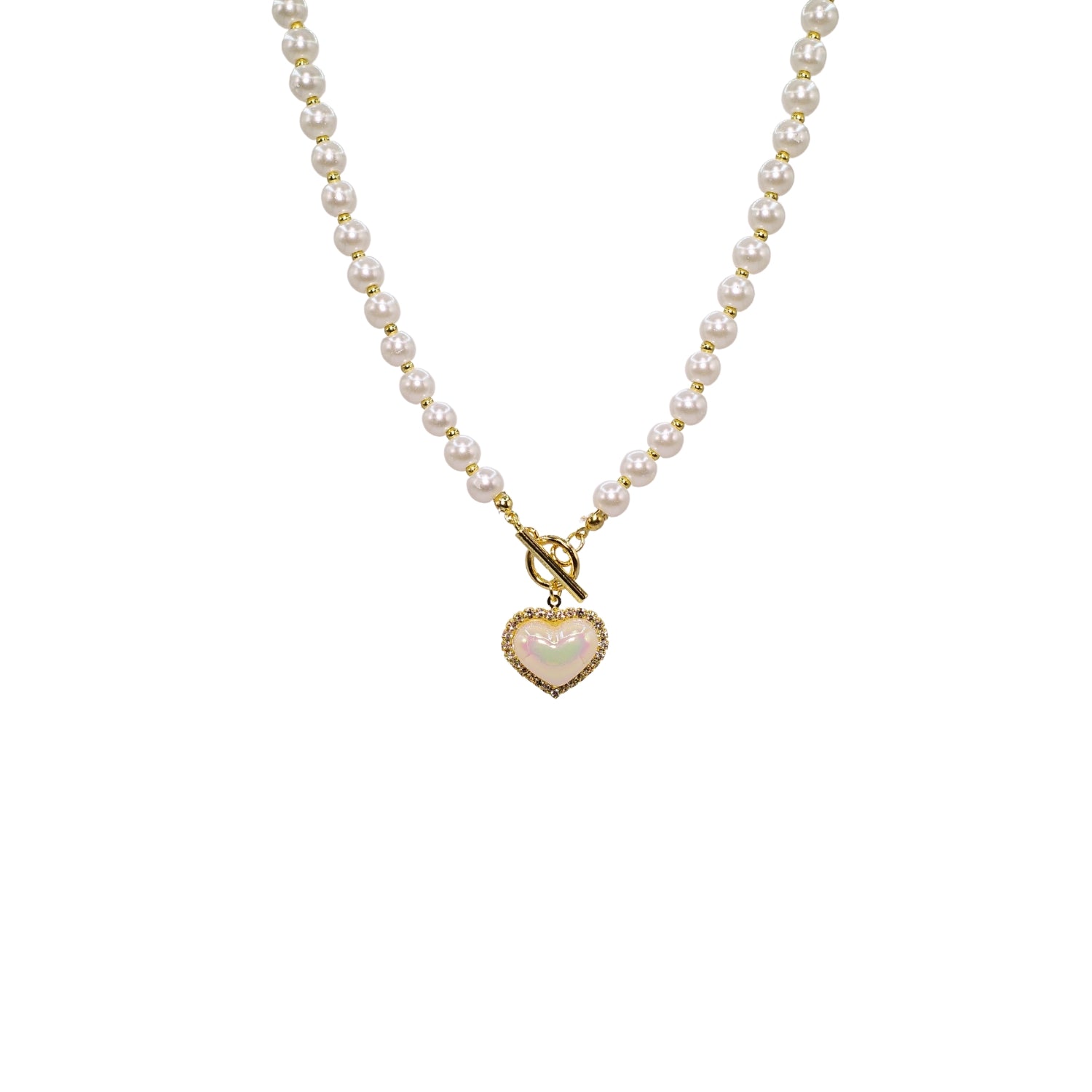 Faux Pearl  Heart-shaped Pendant Necklace