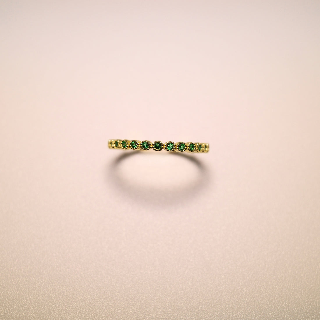 14K Gold-Plated S925 Sterling Silver Emerald Open Ring