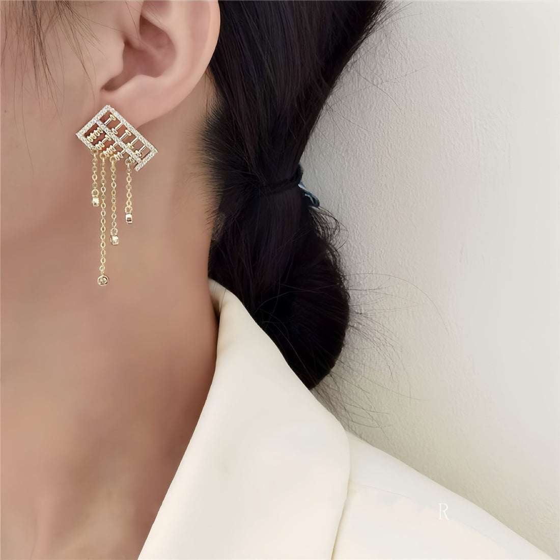 Abacus Tassel Fortune-Attracting K-Gold Earrings