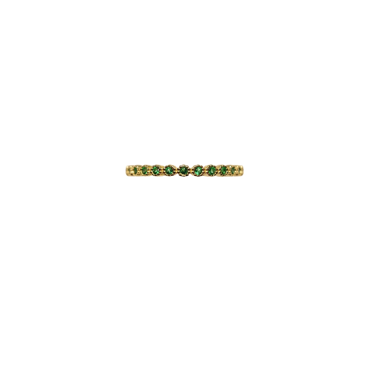 14K Gold-Plated S925 Sterling Silver Emerald Open Ring