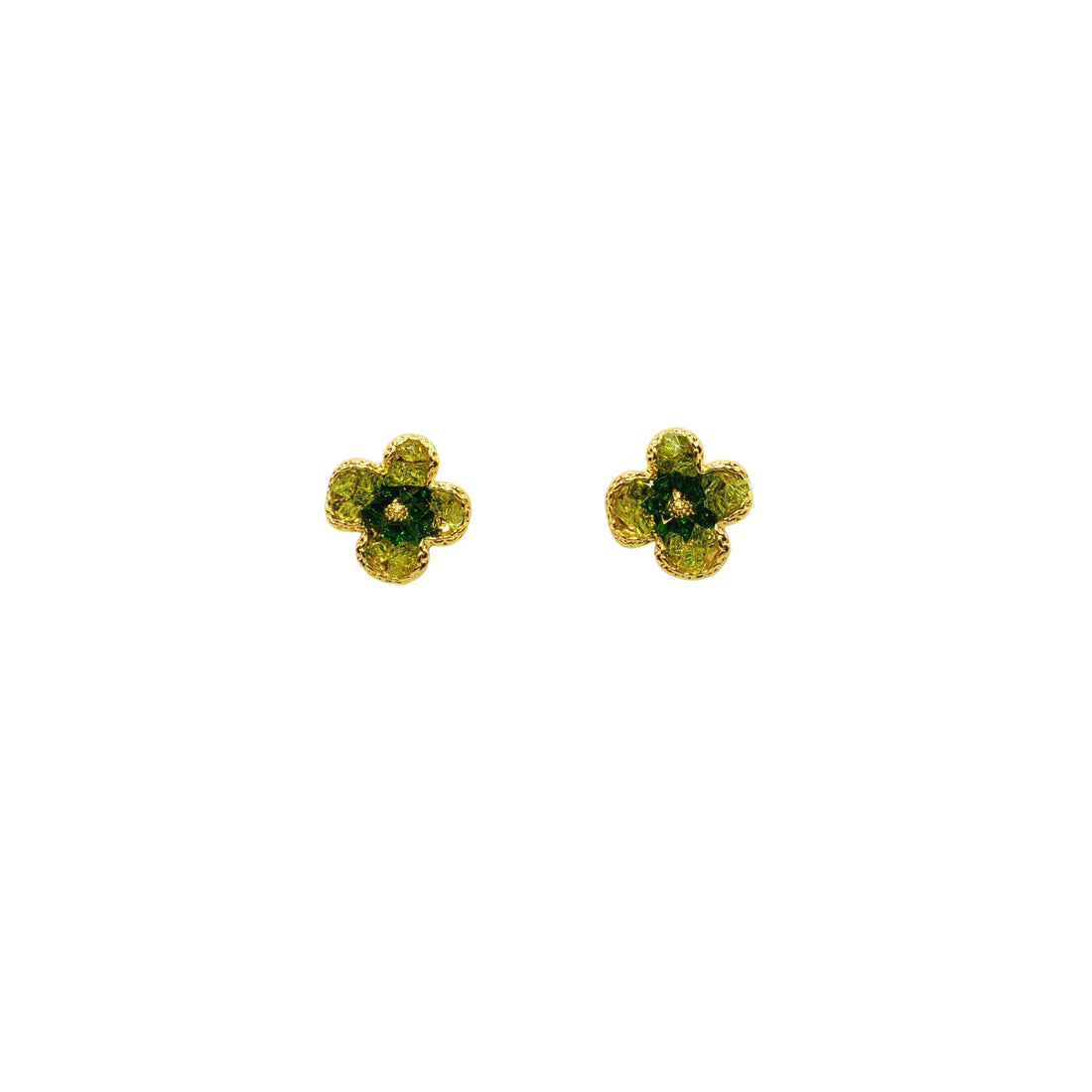 Irregular Green Floral Stud