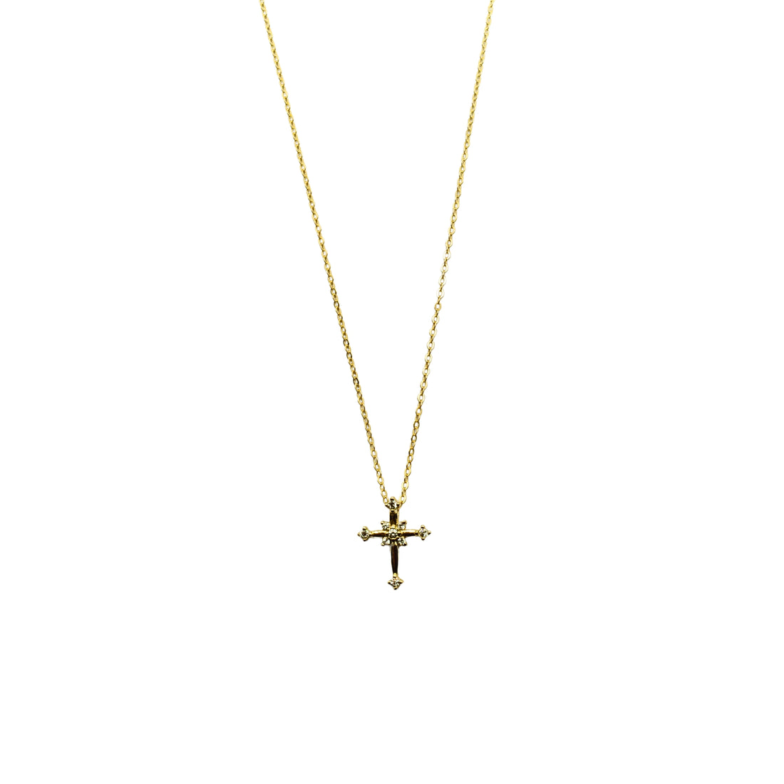 14K White Gold Plated Sterling Silver Cubic Zirconia Small Cross Necklace