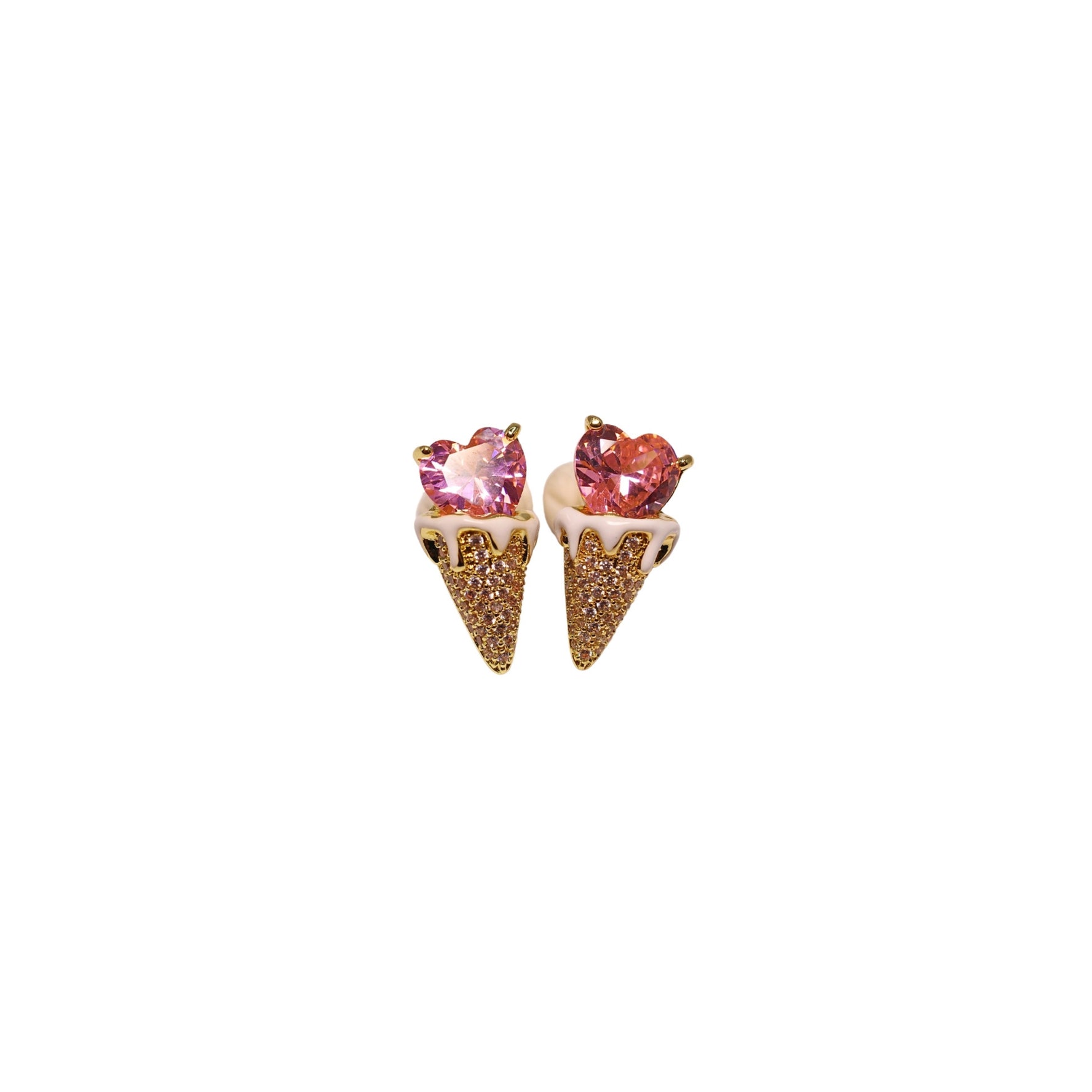 Gold-Plated Pink Ice Cream Stud Earrings