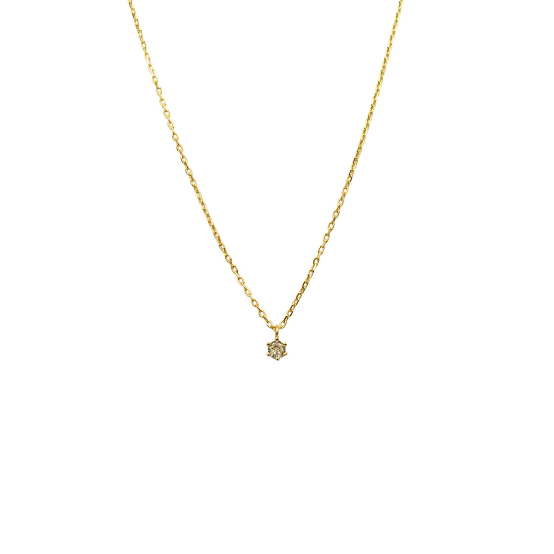 14K Light Gold Six-Prong Zirconia Necklace