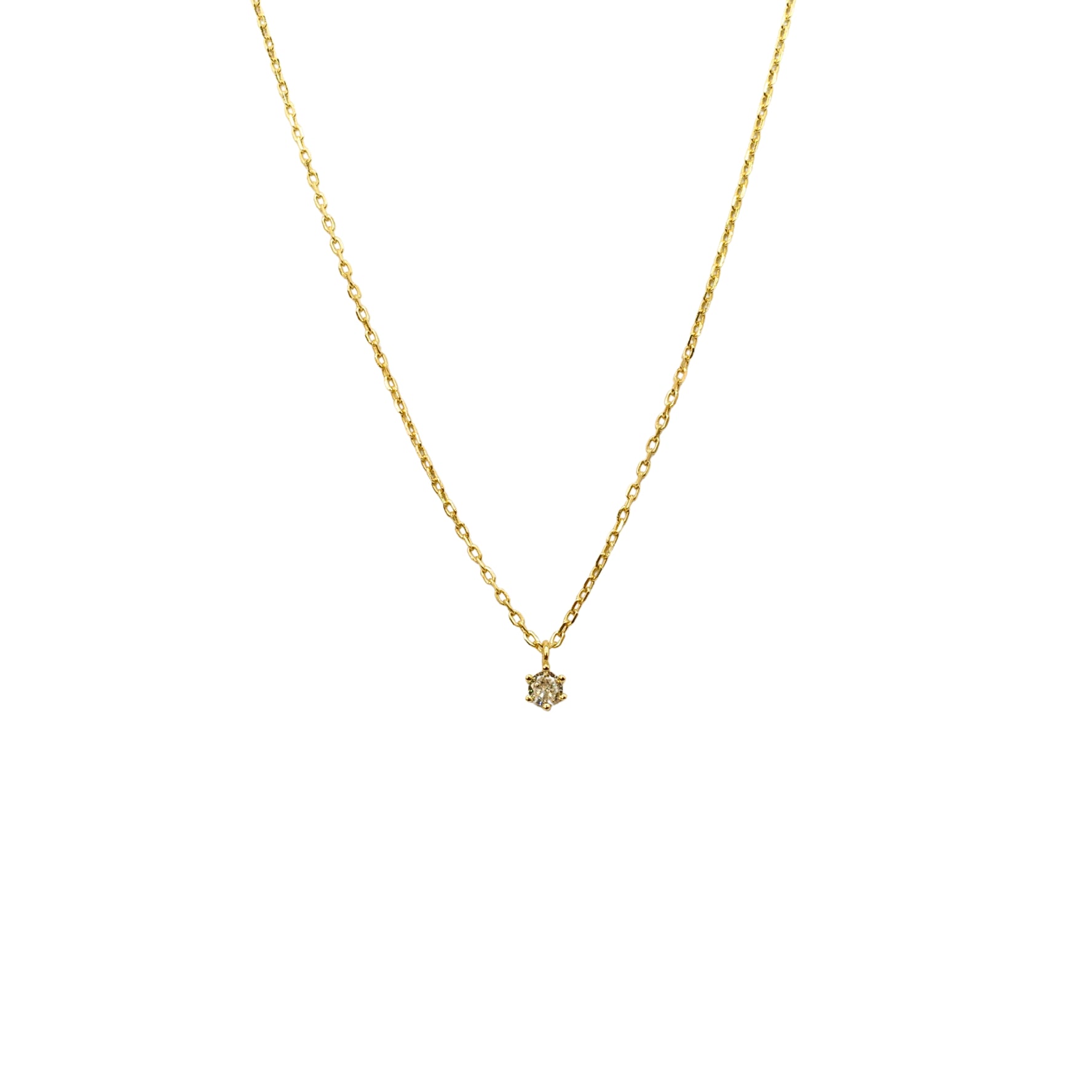 14K Light Gold Six-Prong Zirconia Necklace