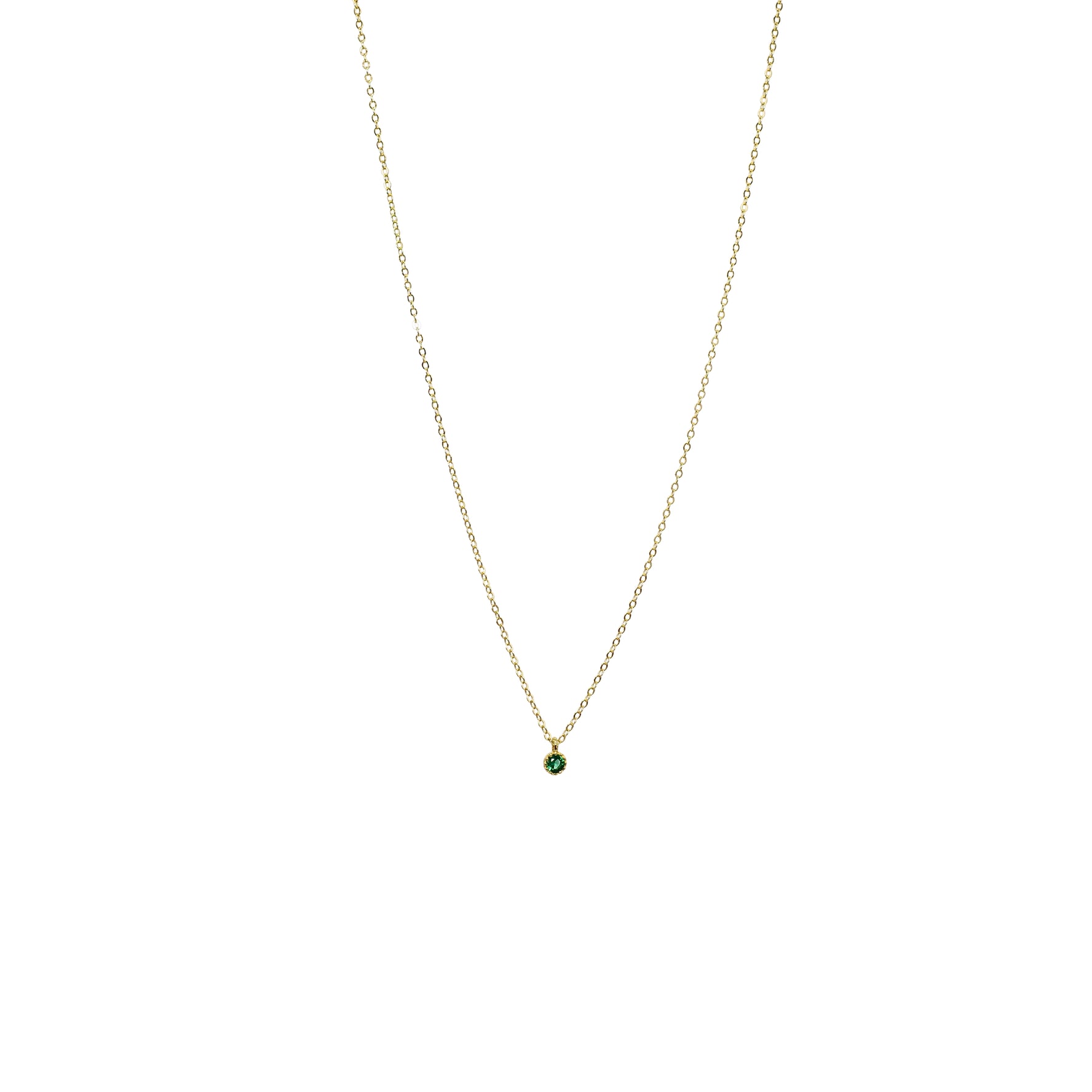 14K Gold-Plated S925 Sterling Silver Mini Emerald Necklace