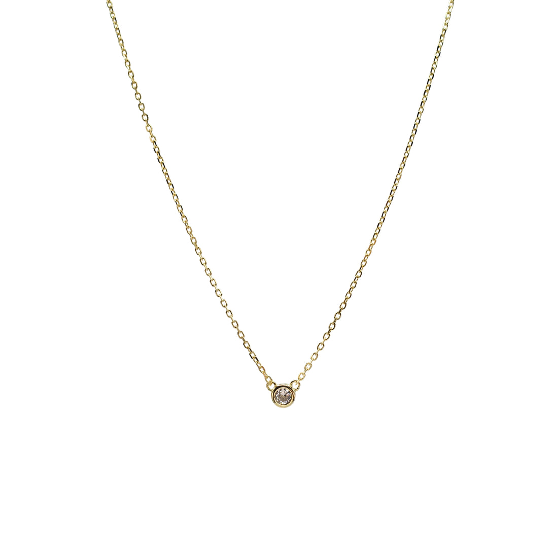 14K Light Gold zirconia Circular Necklace