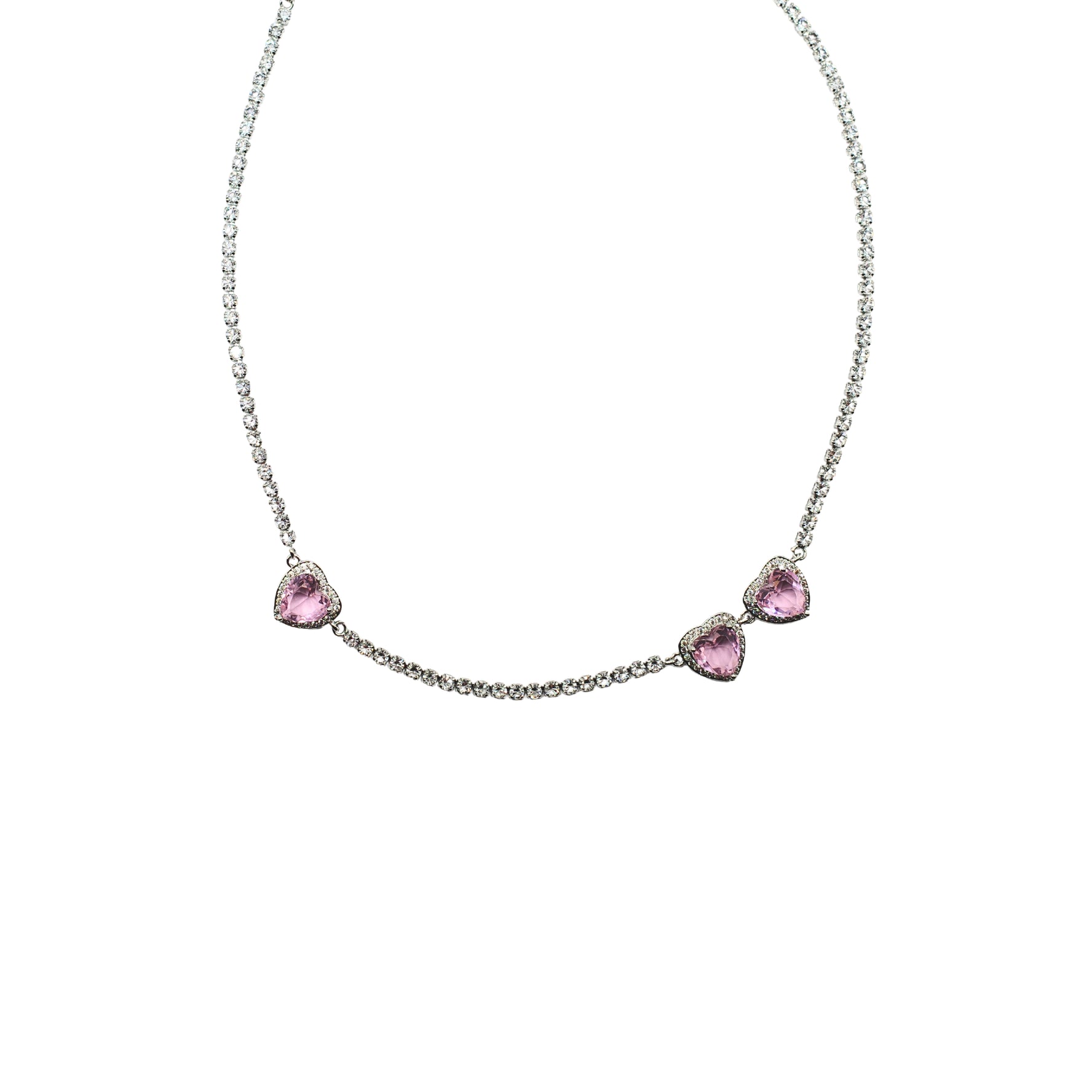 Pink Heart-shaped Cubic Zirconia Collarbone Necklace